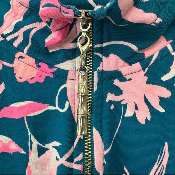 Lilly Pulitzer Teal Monkey Print 1/2 Zip Sweatshirt Size Small - Picture 7 of 10